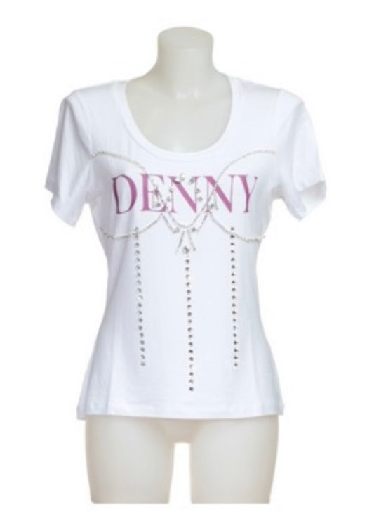 T-shirt con strass  - art. 521DD64004- Denny Rose Autunno Inverno 2025/26