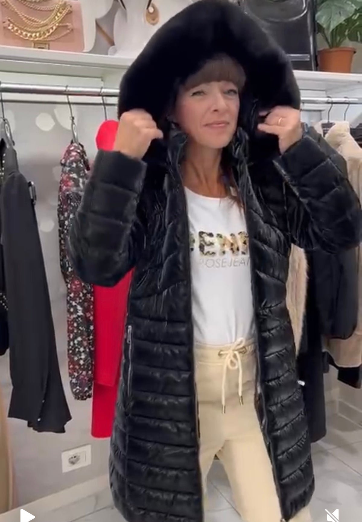 Piumino cappuccio in ecopelo - art. 521ND35002 - Denny Rose Autunno Inverno 2025/26