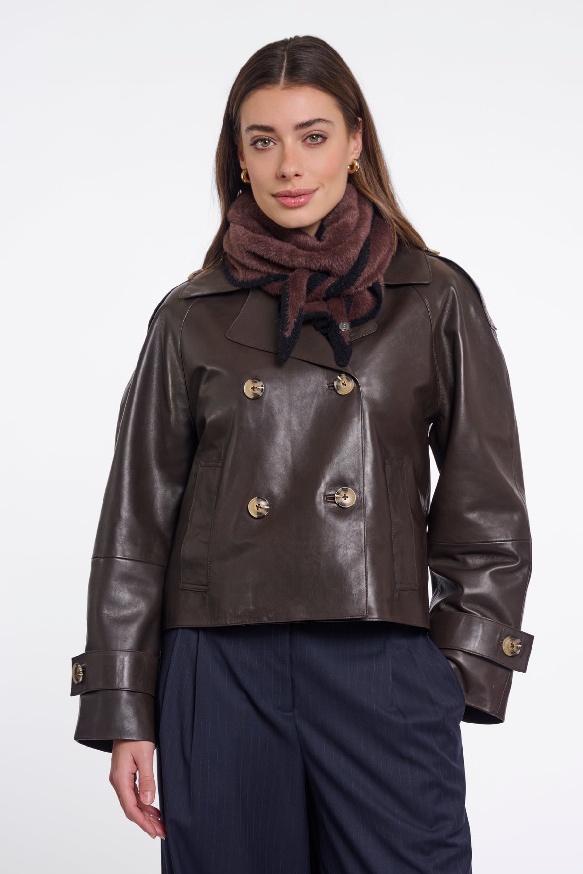 Foulard donna art. Heiko Rino & Pelle Coffee black