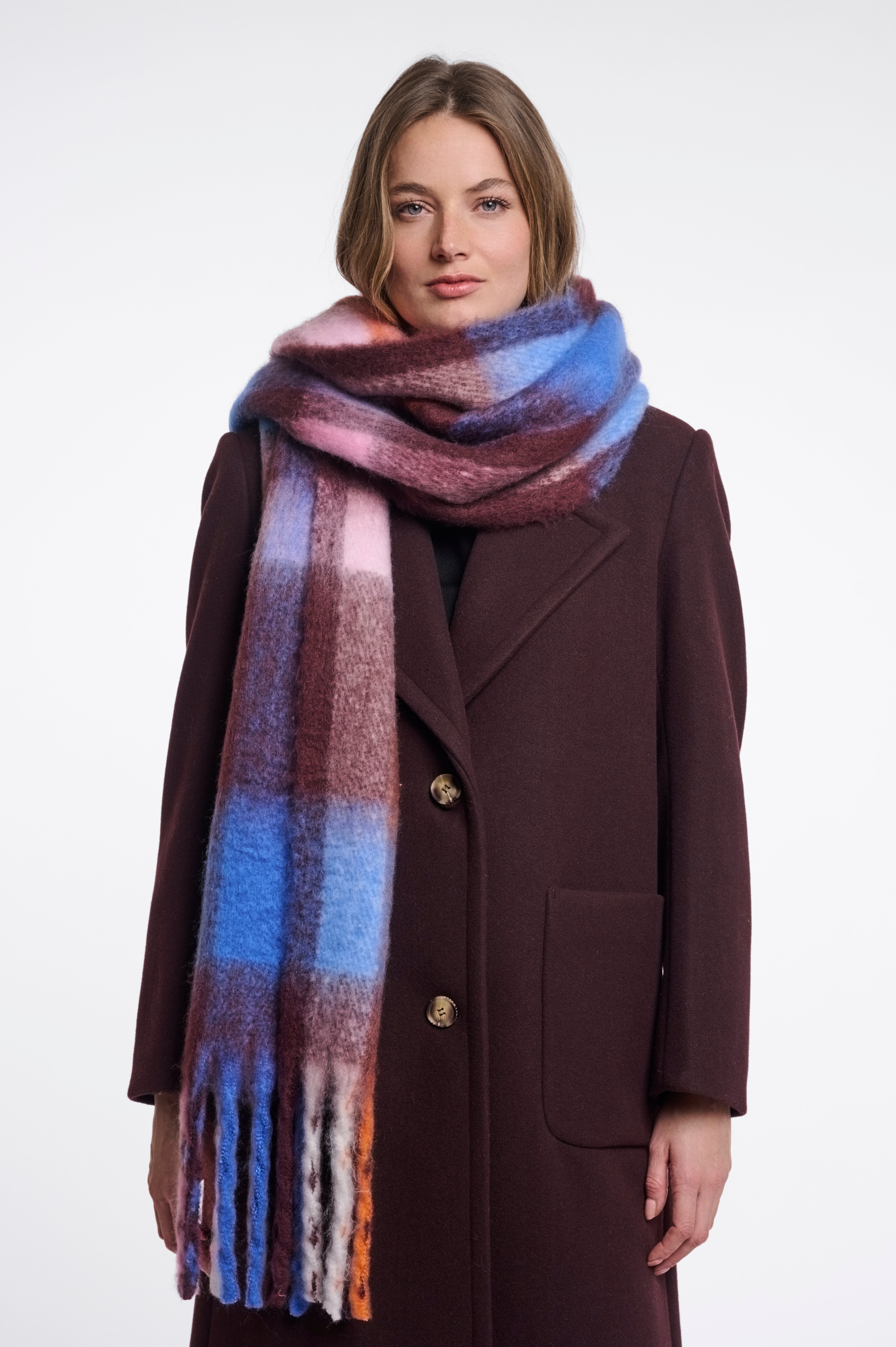 Sciarpa donna art. Hibbe Rino & Pelle Blue fudge check