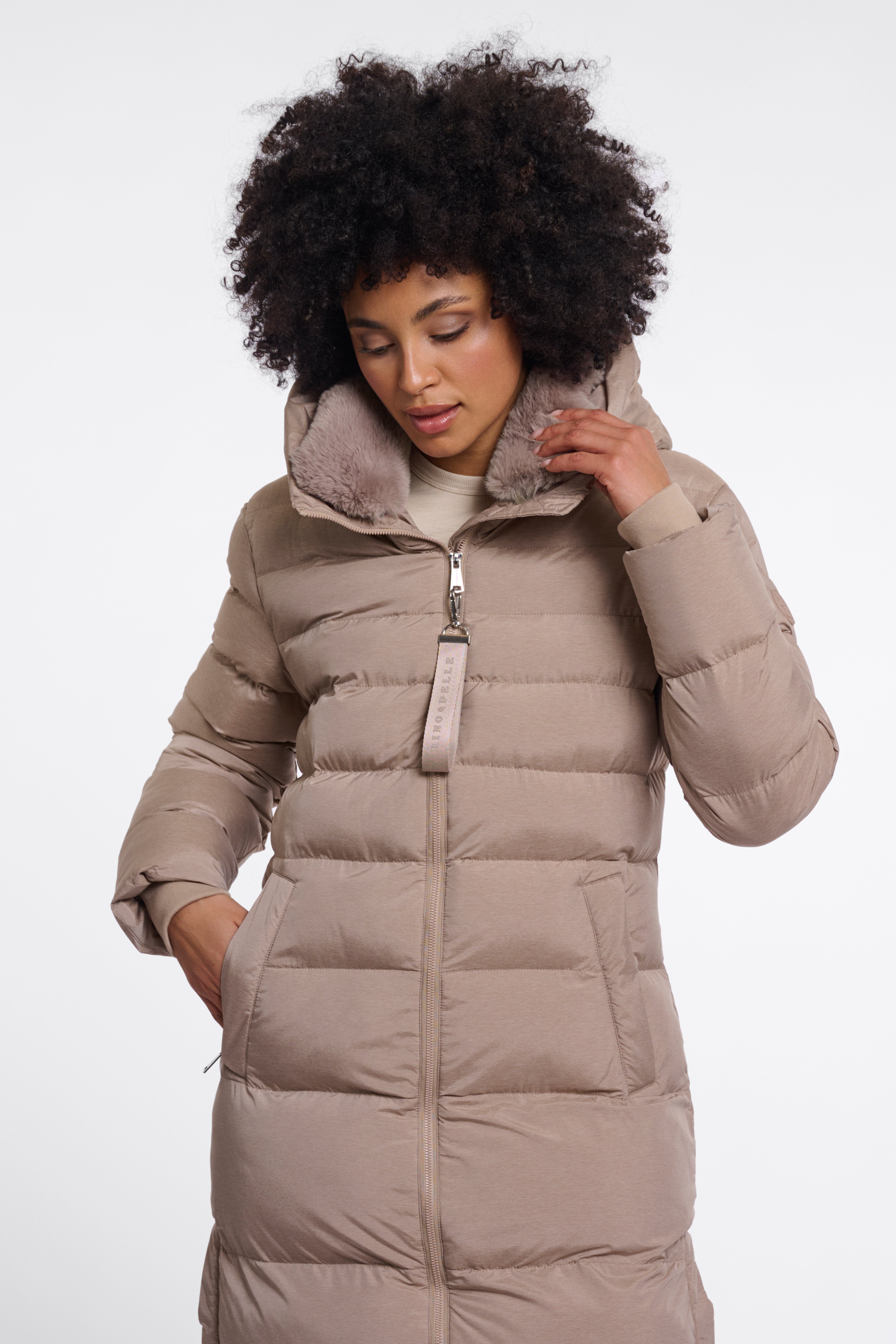 Piumino donna art. Hudson Rino & Pelle Mocha latte