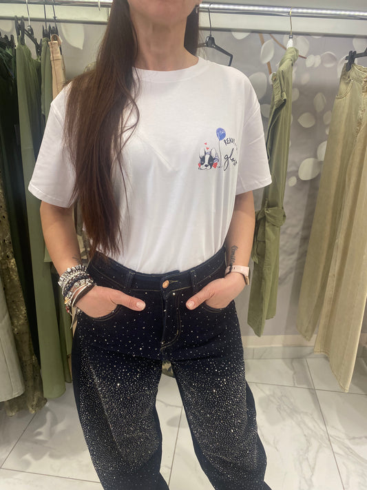 T-shirt donna taglio Over Primavera estate 2025 A665 no brand