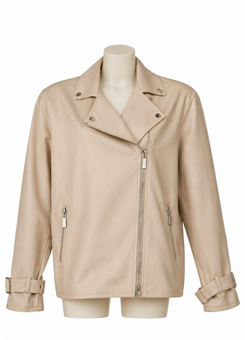 Giubbino chiodo oversize donna - art. 611DD35006 - Denny Rose Primavera Estate 2026 - beige -