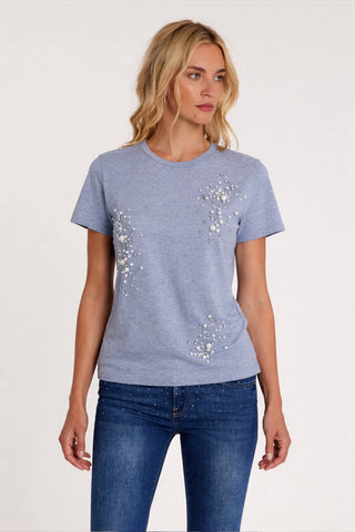 T-Shirt ANGELYNA maniche corte con applicazioni pietre più goccia sulla schiena più fiocco in georgette art. RDP2601033001 Donna Relish Primavera Estate 2026