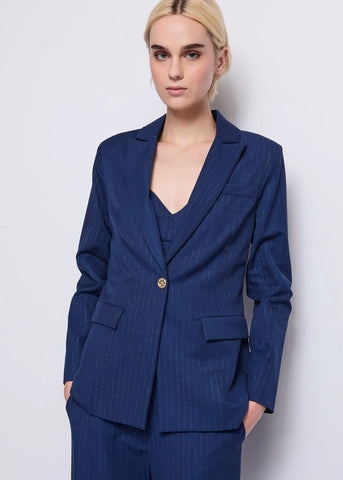 Giacca  Blazer blu gessato - art. 521DD35011 - Denny Rose Autunno Inverno 2025/26