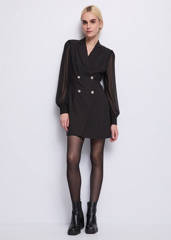 Abito con maniche in georgette - art. 521DD15019 - Denny Rose Autunno Inverno 2025/26