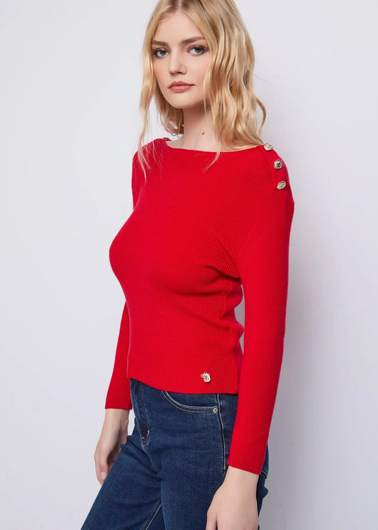 Maglia manica lunga con bottoni spalle - art. 521ND53025  - Denny Rose Autunno Inverno 2025/26