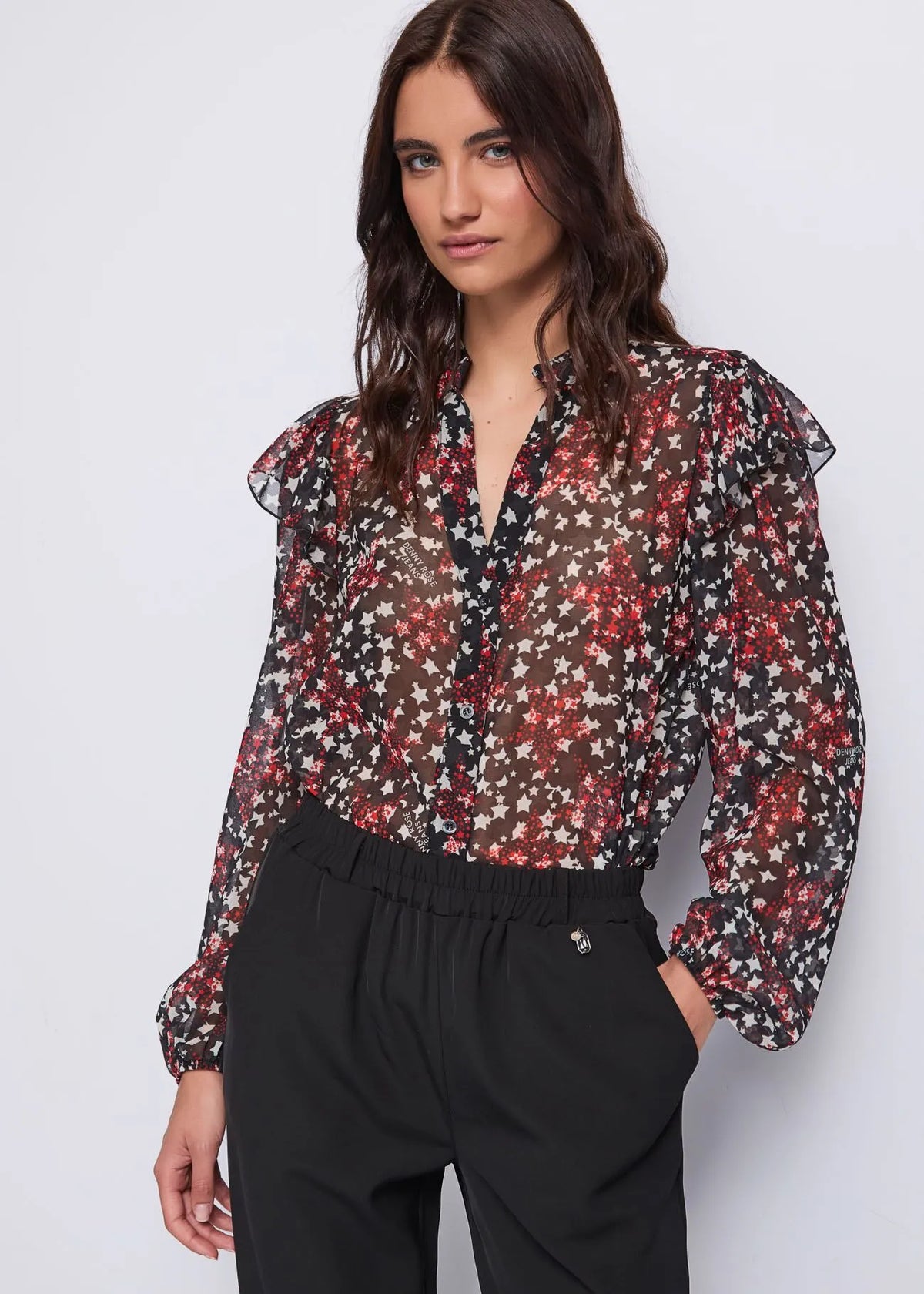 Camisa de manga larga con cuello coreano - art. 521ND45015 - Denny Rose Otoño Invierno 2025/26 