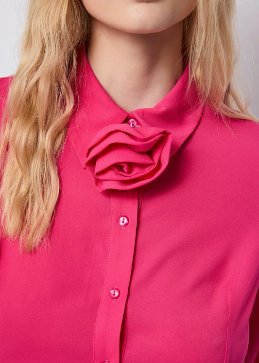 Camicia manica lunga con rosa al collo - art. 521ND45005 - Denny Rose Autunno Inverno 2025/26