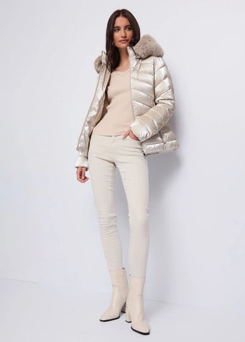 Piumino corto cappuccio in ecopelo - art. 521ND35003 - Denny Rose Autunno Inverno 2025/26