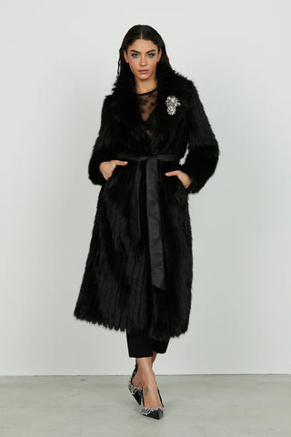 Ecopelliccia GHENTY manica lunga lunga più cintura più spille ecopelle art. RCA2505009001 Donna Relish Autunno Inverno 2025/2026