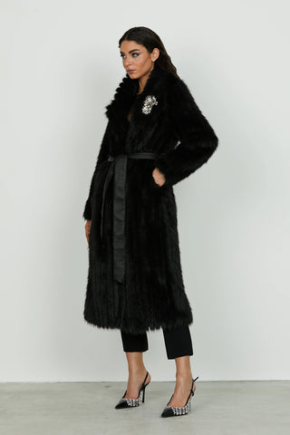 Ecopelliccia GHENTY manica lunga lunga più cintura più spille ecopelle art. RCA2505009001 Donna Relish Autunno Inverno 2025/2026