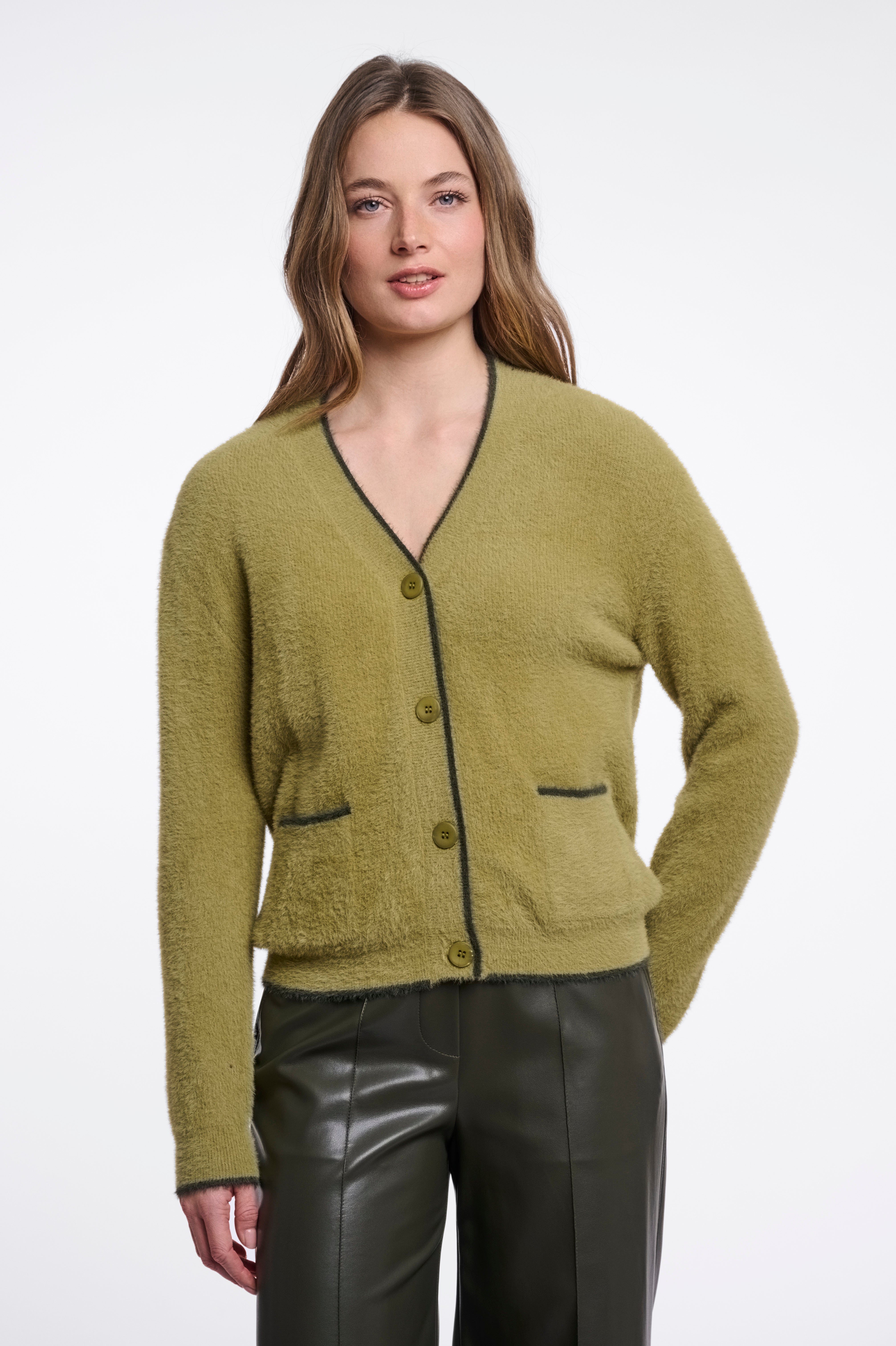 Cardigan donna art. Iqra Rino & Pelle Olive hunter