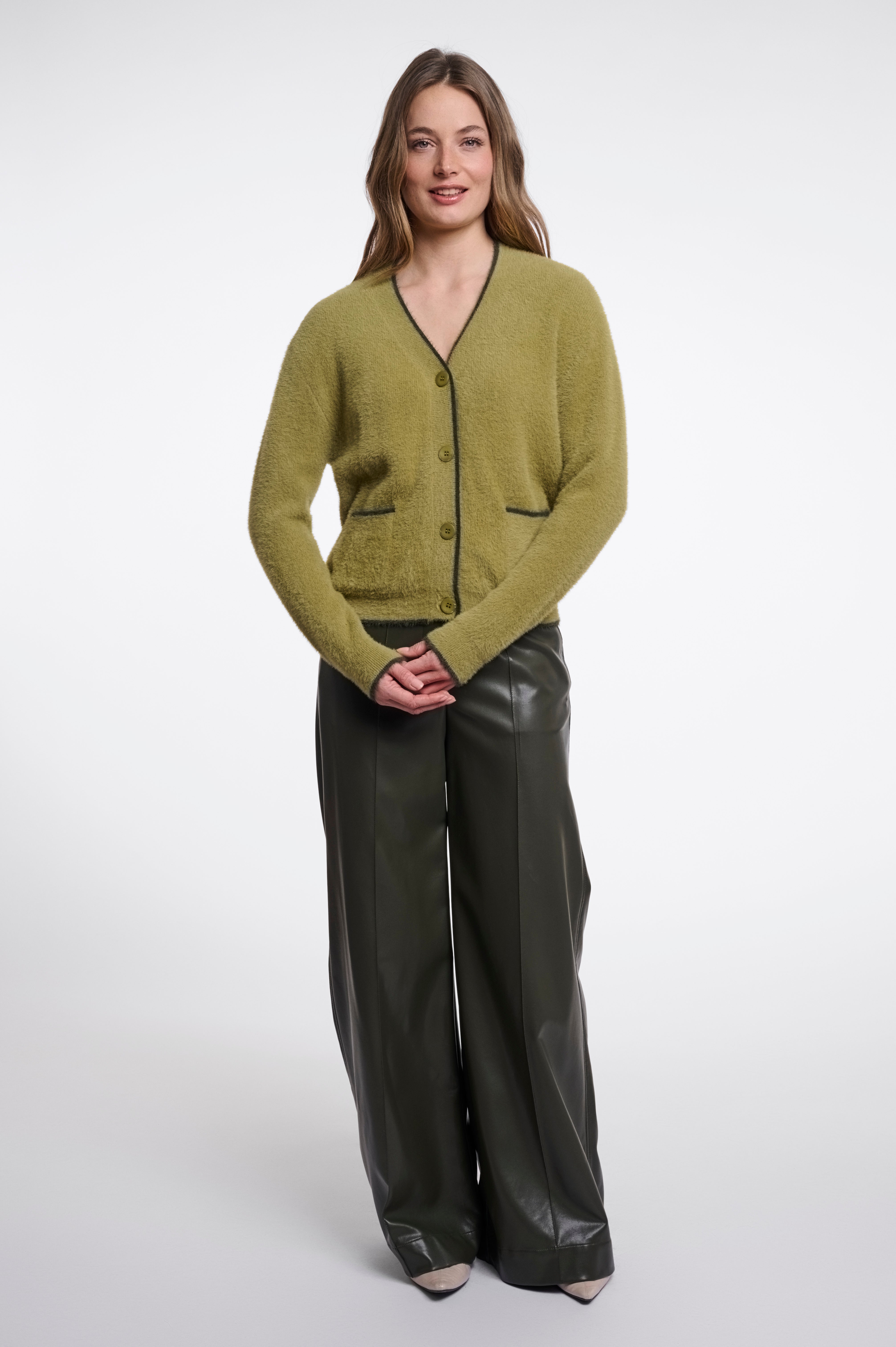Cardigan donna art. Iqra Rino & Pelle Olive hunter
