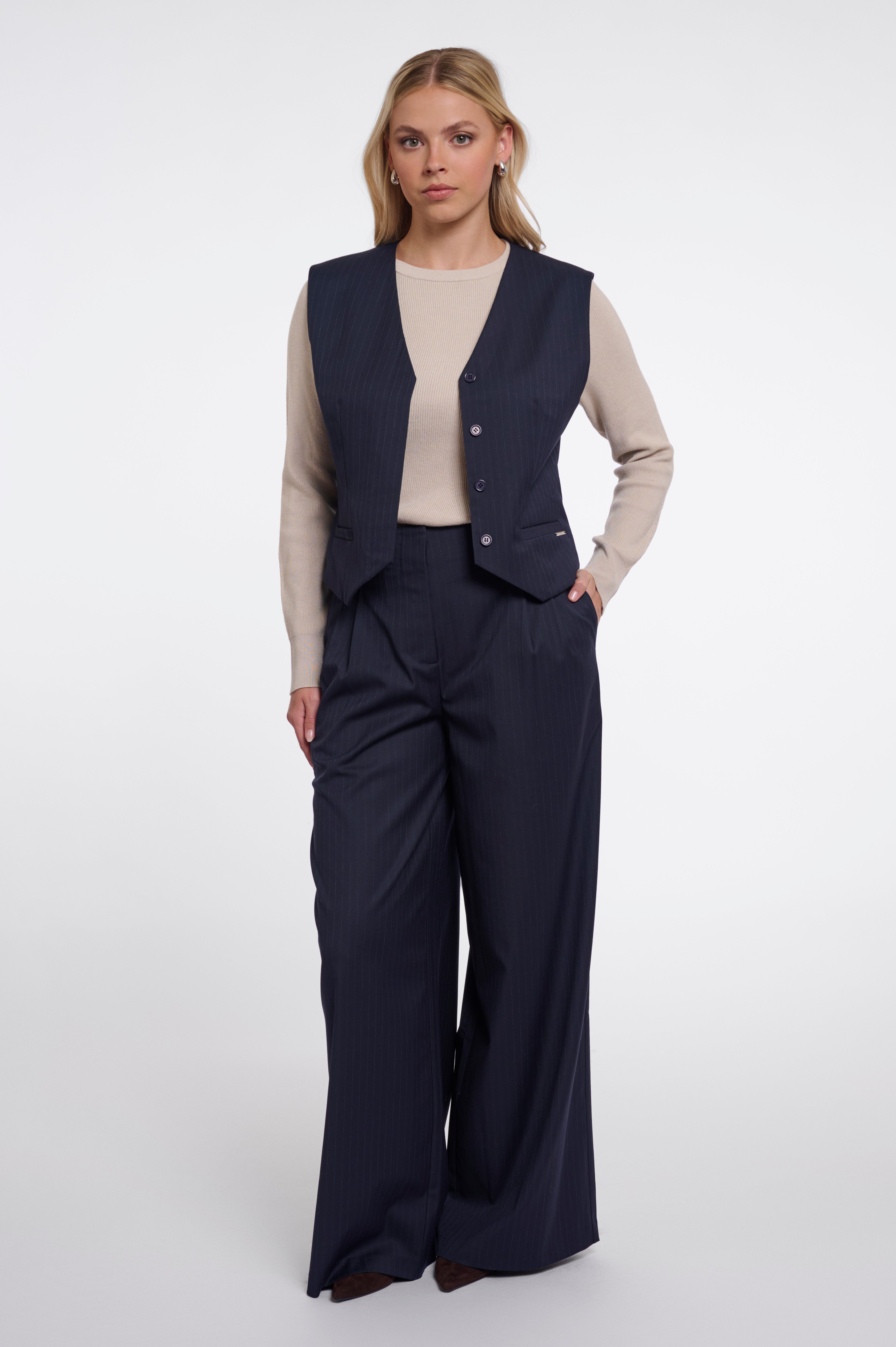 Pantaloni donna art. Jinny regular Rino & Pelle Dark navy pinstripe