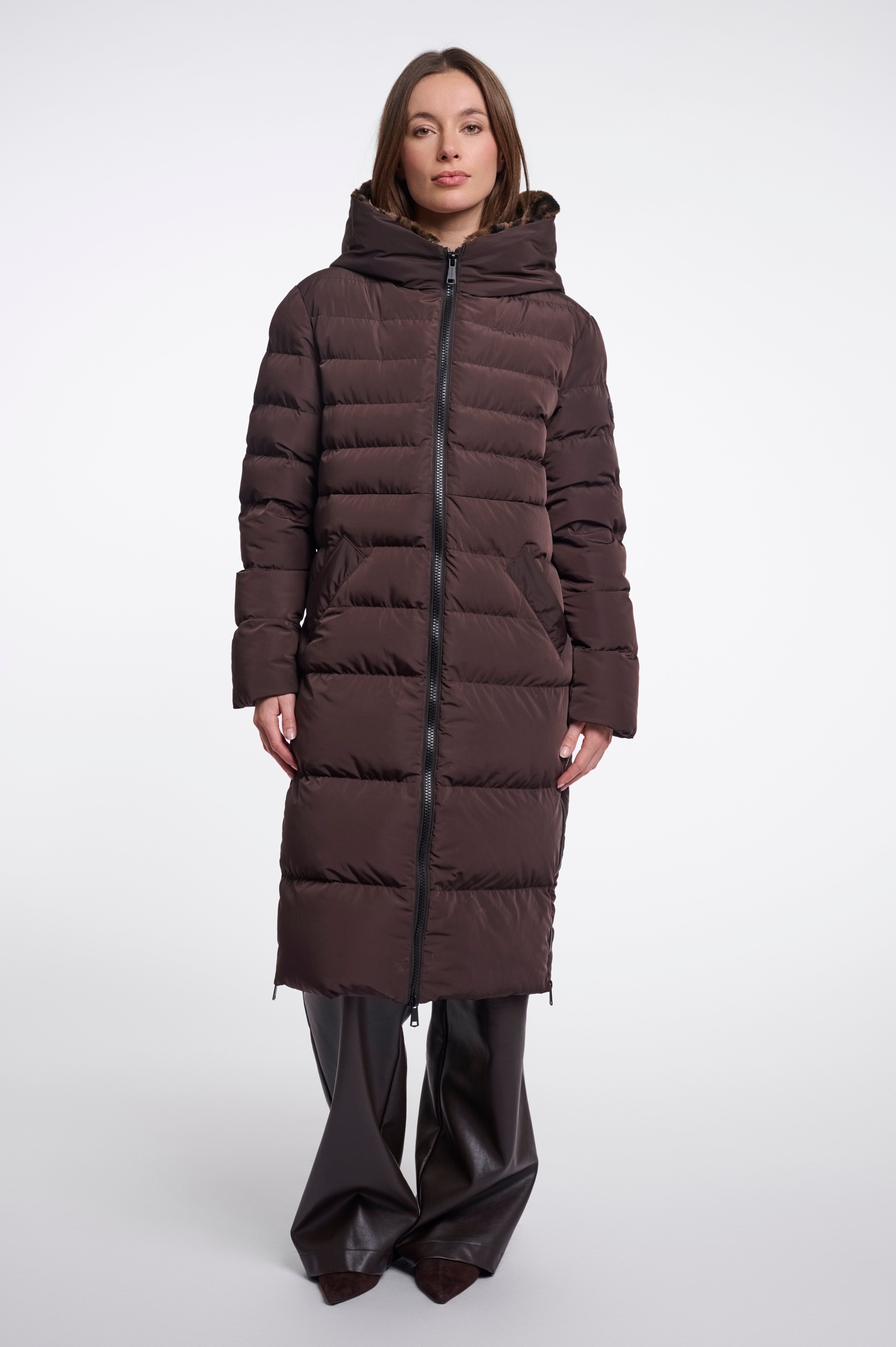 Cappotto donna art. Keilafur Rino & Pelle Peated brown leopard
