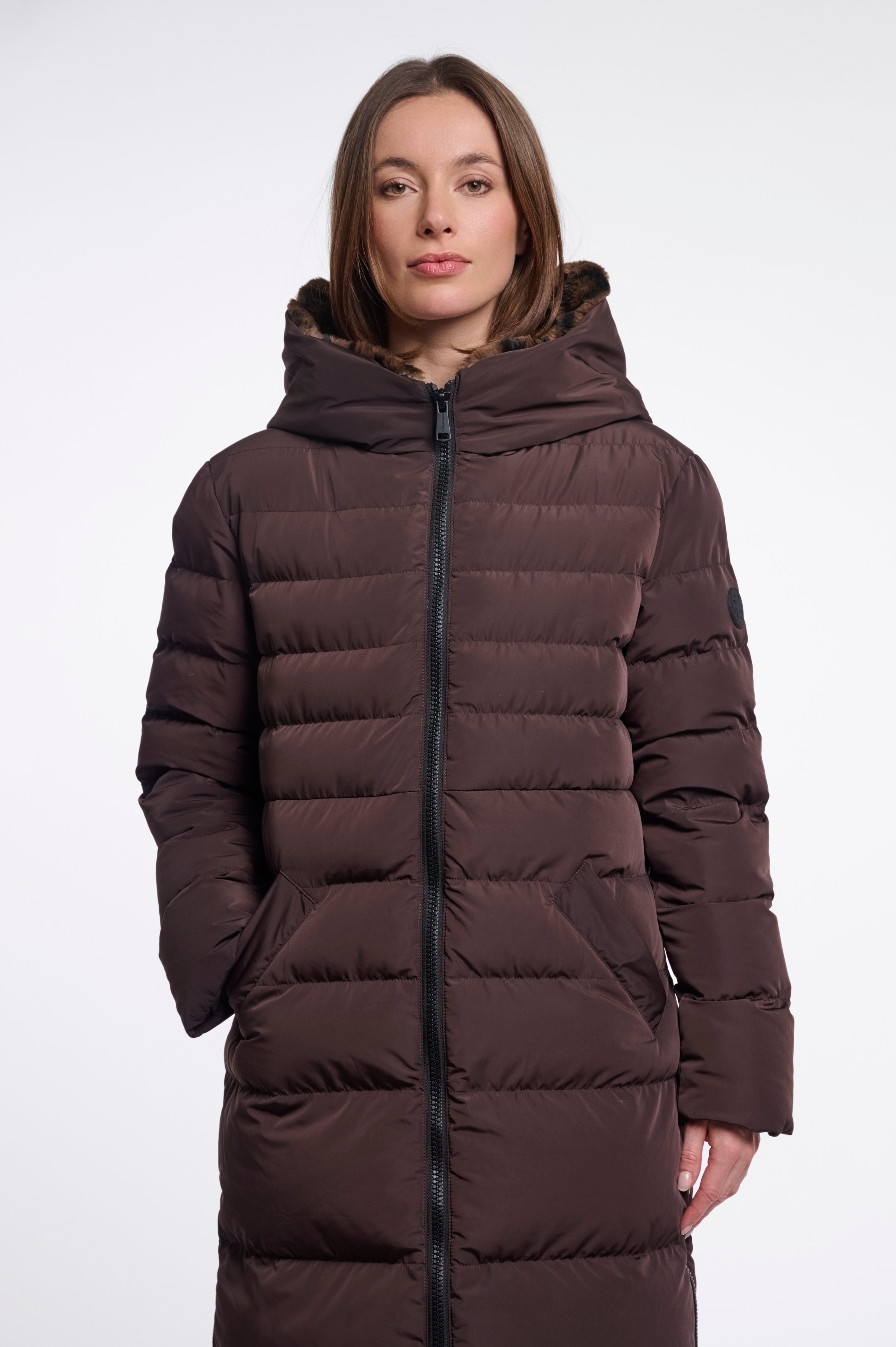 Cappotto donna art. Keilafur Rino & Pelle Peated brown leopard