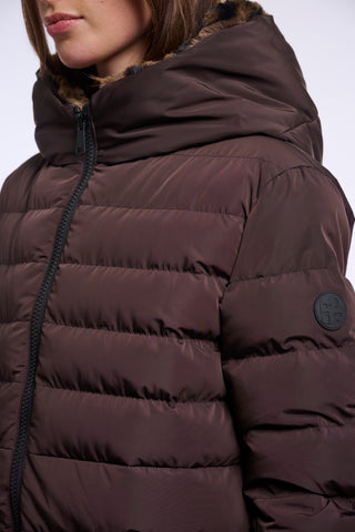 Cappotto donna art. Keilafur Rino & Pelle Peated brown leopard