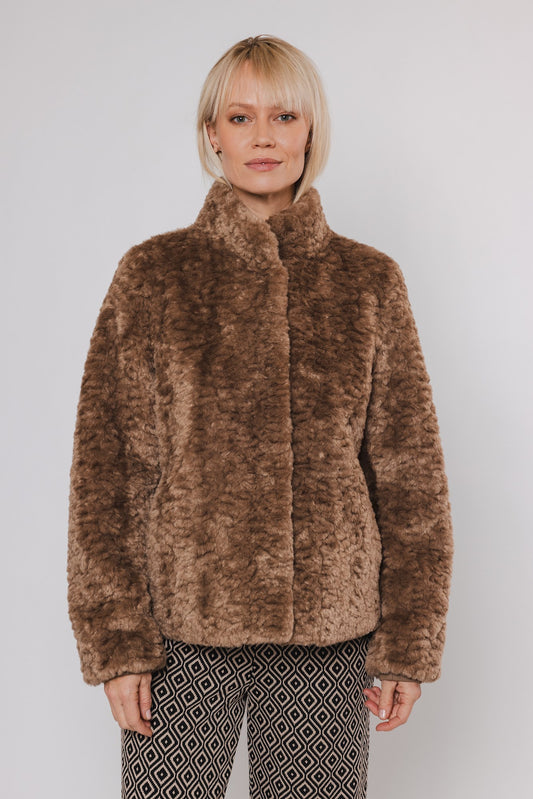 Giacca KION FAUX FUR JACKET WITH HIGH NECK  -Rino & Pelle- Autunno Inverno 2024/25 Brown