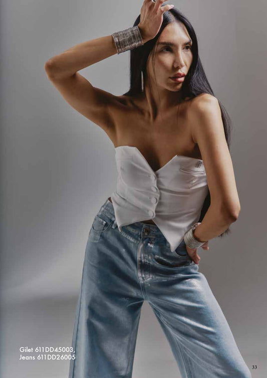 Pantalone lungo denim laminato donna - art. 611DD26005 - Denny Rose Primavera Estate 2026