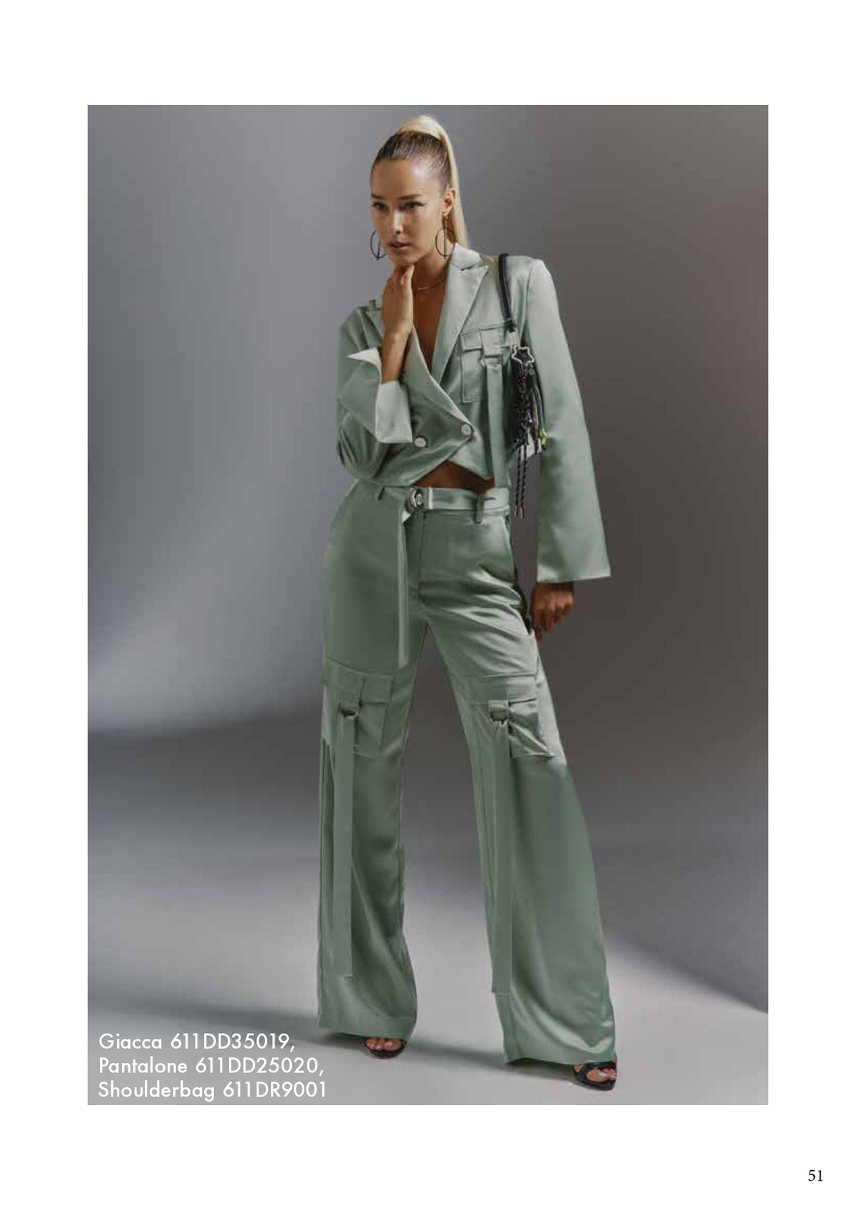 Pantalone lungo in raso donna - art. 611DD25020 - Denny Rose Primavera Estate 2026