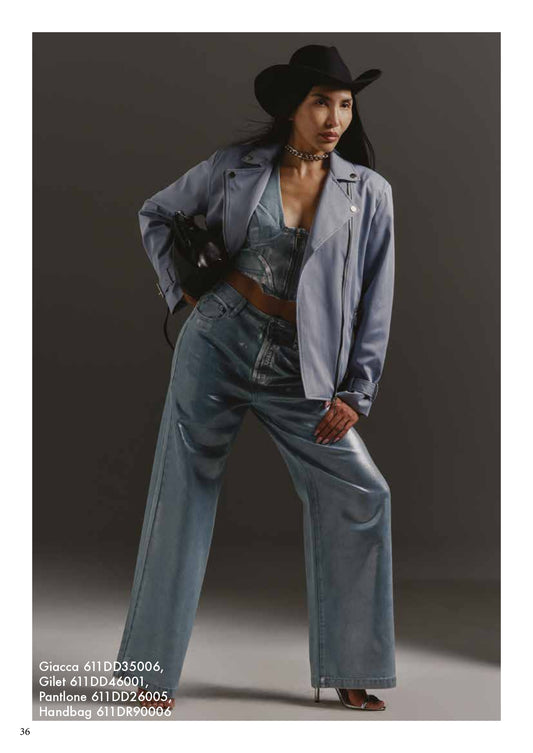 Giubbino chiodo oversize donna - art. 611DD35006 - Denny Rose Primavera Estate 2026 - beige -