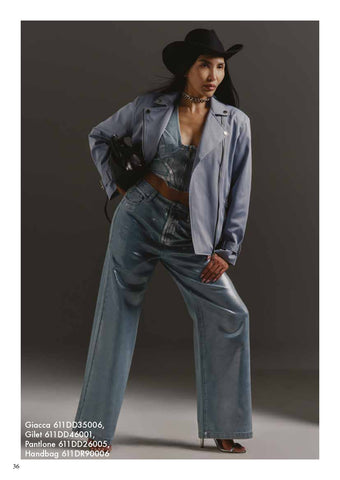 Giubbino chiodo oversize donna - art. 611DD35006 - Denny Rose Primavera Estate 2026 - beige -