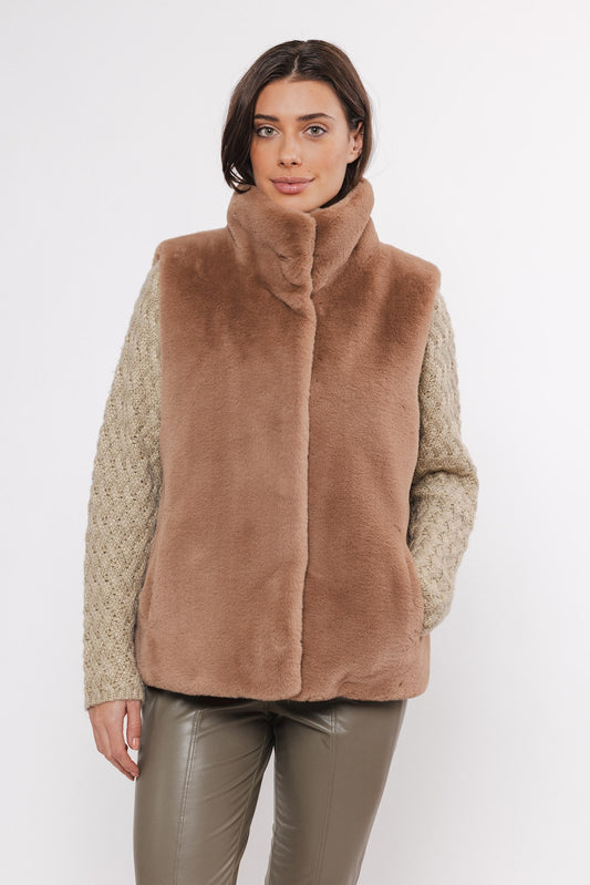 Smanicato ecopelliccia LISON SHORT FAUX FUR WAISTCOAT -Rino & Pelle- Autunno Inverno 2024/25 Twig