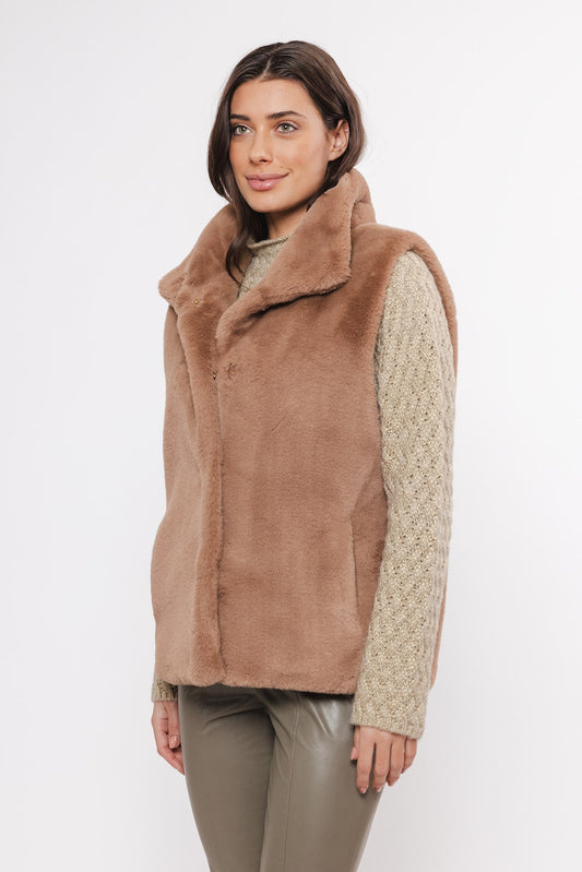 Smanicato ecopelliccia LISON SHORT FAUX FUR WAISTCOAT -Rino & Pelle- Autunno Inverno 2024/25 Twig