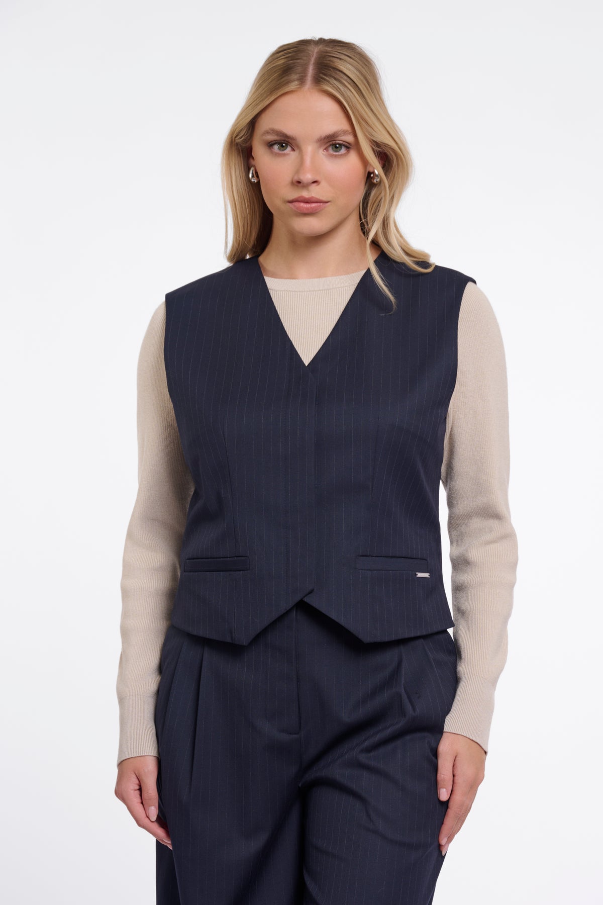 Cappotto donna art. Luus Rino & Pelle Dark navy pinstripe