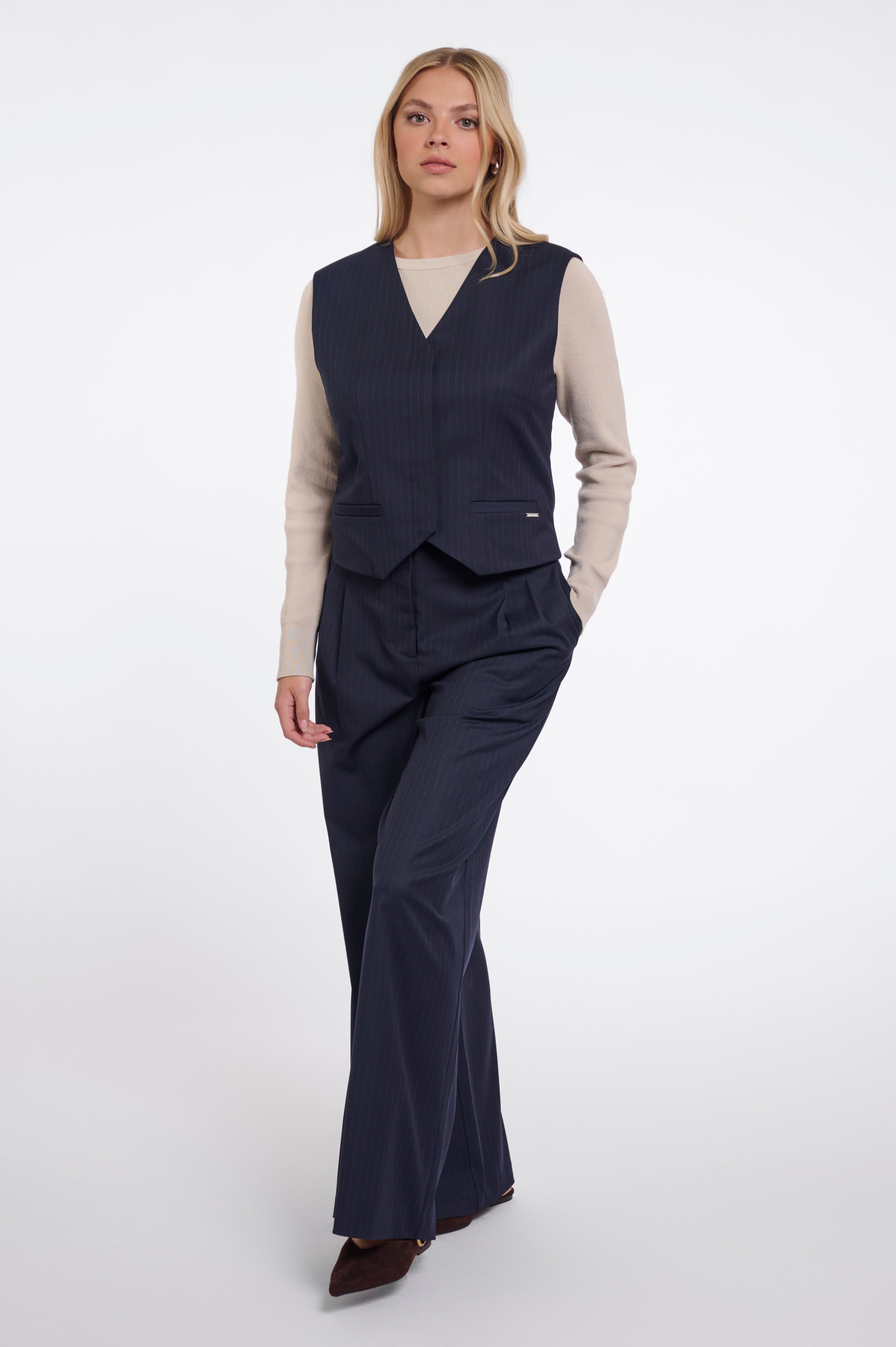 Cappotto donna art. Luus Rino & Pelle Dark navy pinstripe