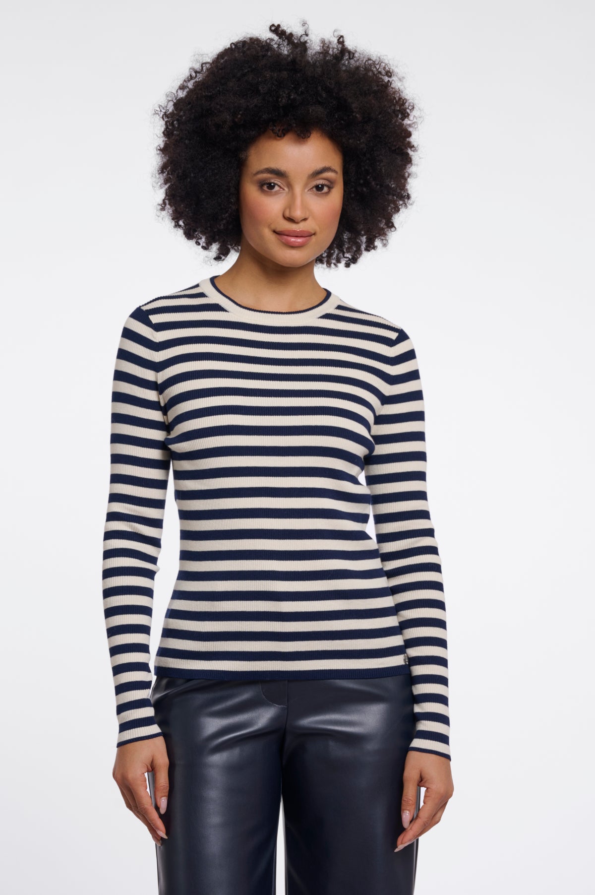 Maglione donna art. Mani Rino & Pelle Navy birch stripe