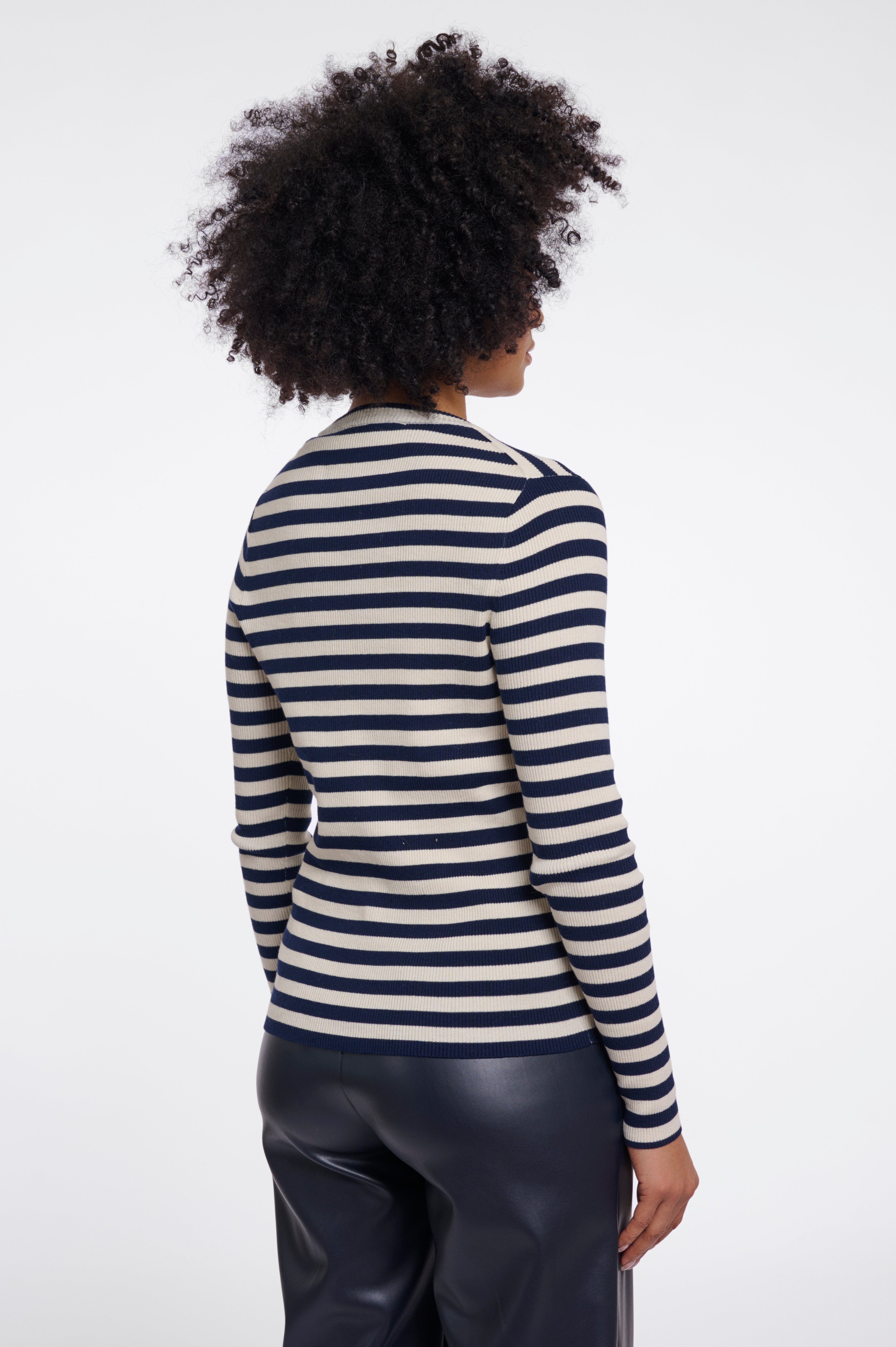 Maglione donna art. Mani Rino & Pelle Navy birch stripe
