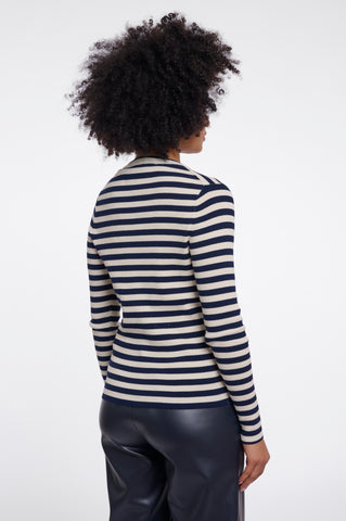 Maglione donna art. Mani Rino & Pelle Navy birch stripe