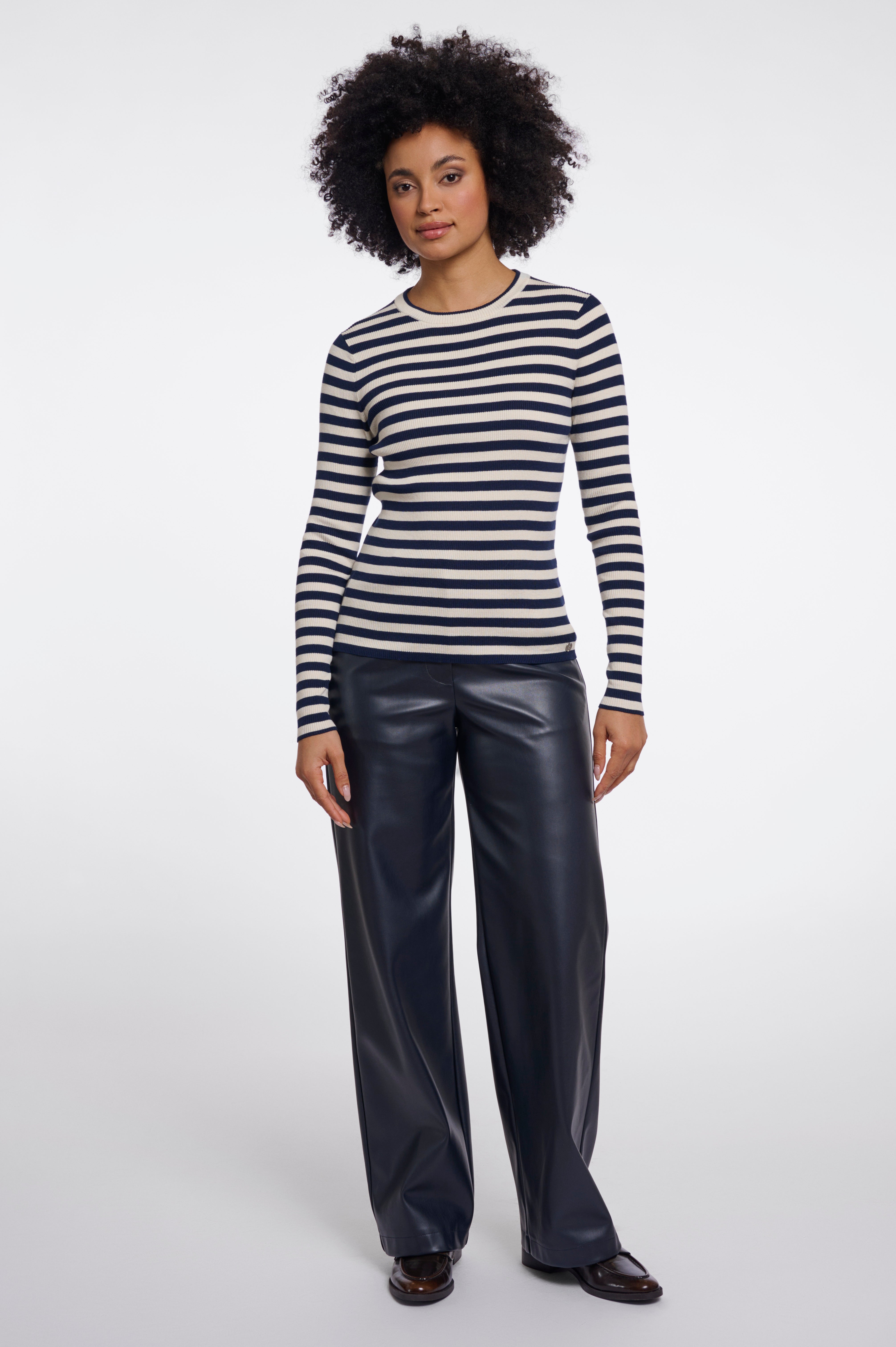 Maglione donna art. Mani Rino & Pelle Navy birch stripe