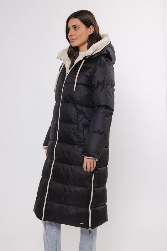 Cappotto piumino MICKI REVERSIBLE COAT WITH HOOD -Rino & Pelle- Autunno Inverno 2024/25 Black and birch