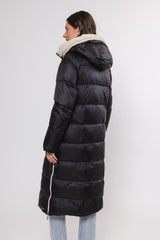 Cappotto piumino MICKI REVERSIBLE COAT WITH HOOD -Rino & Pelle- Autunno Inverno 2024/25 Black and birch