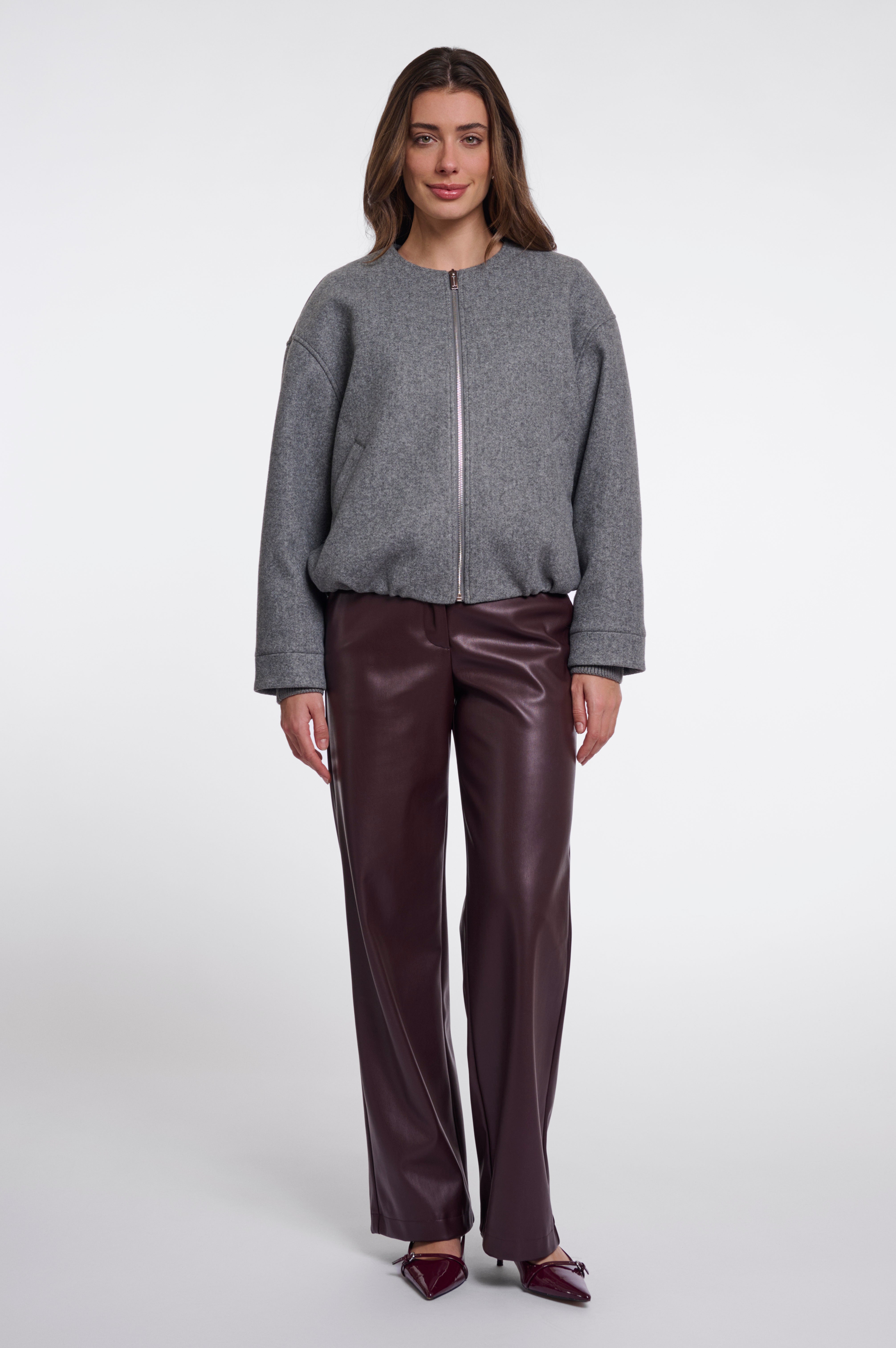 Bomber donna art. Mona Rino & Pelle Mid grey melange