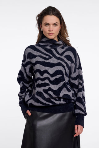 Maglione donna art. Naura Rino & Pelle Grey big zebra