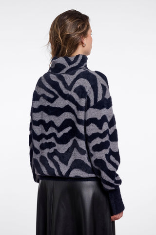 Maglione donna art. Naura Rino & Pelle Grey big zebra