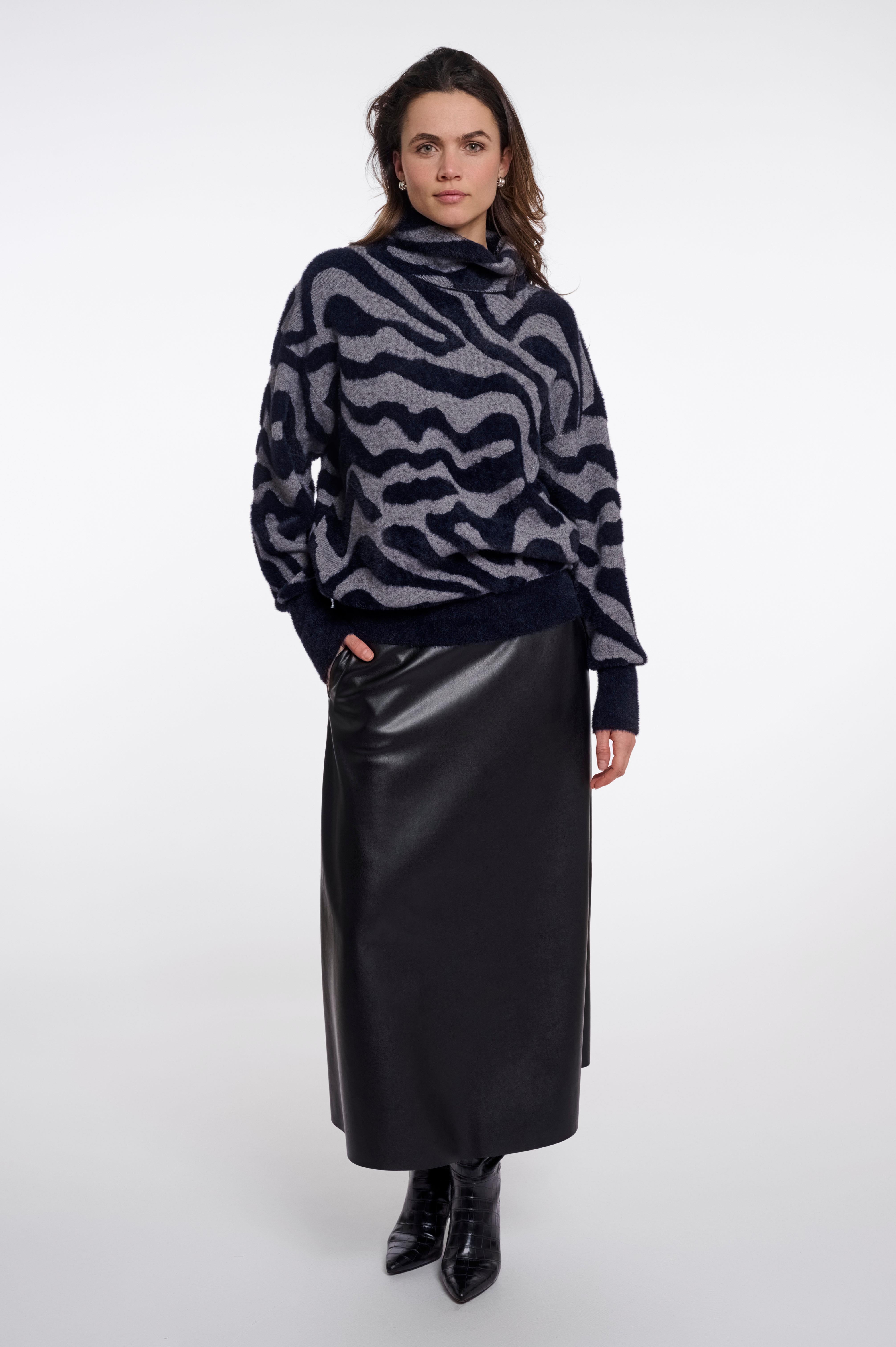 Maglione donna art. Naura Rino & Pelle Grey big zebra