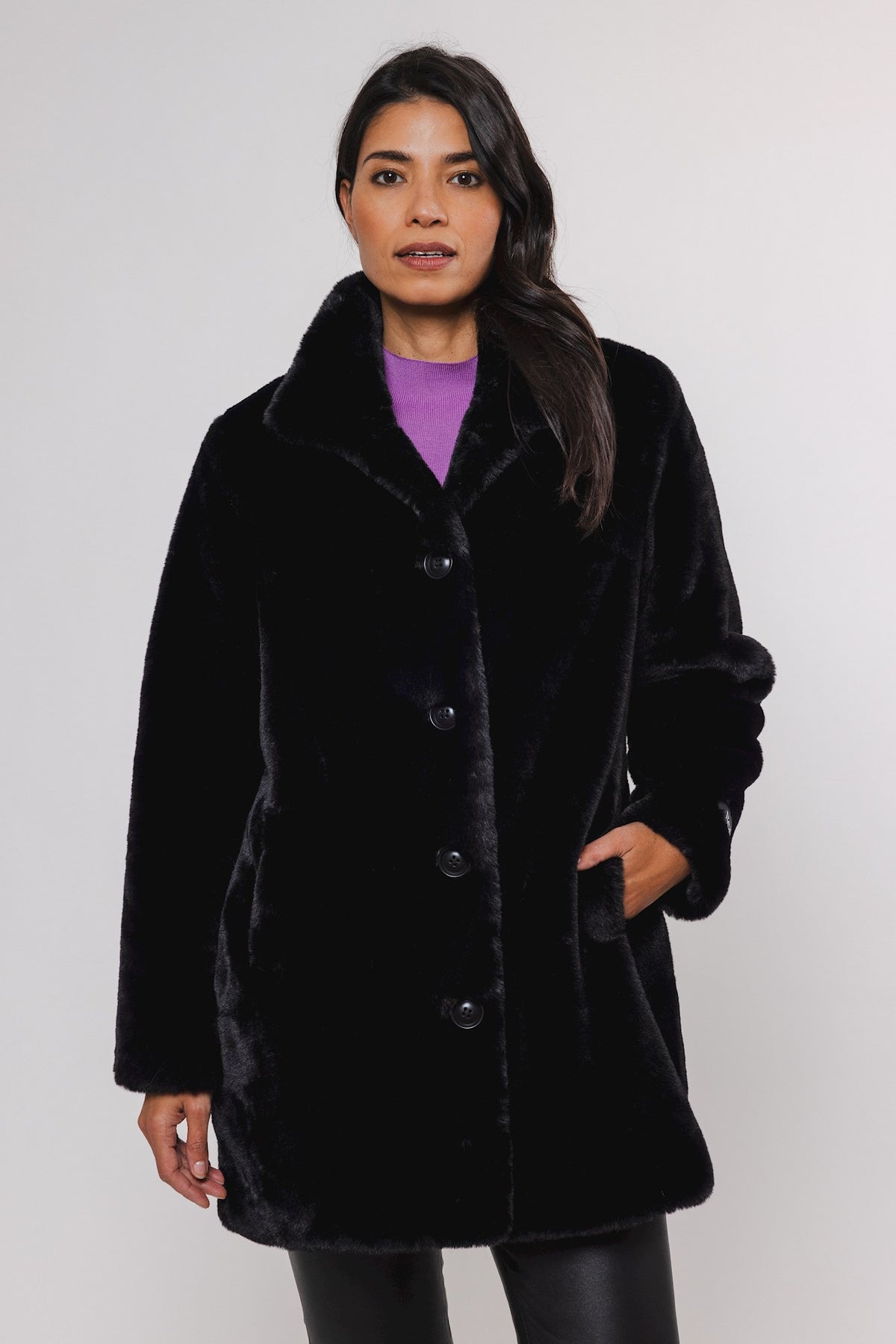 Cappotto NONNA SINGLE BREASTED FAKE FUR COAT  -Rino & Pelle- Autunno Inverno 2024/25 Black