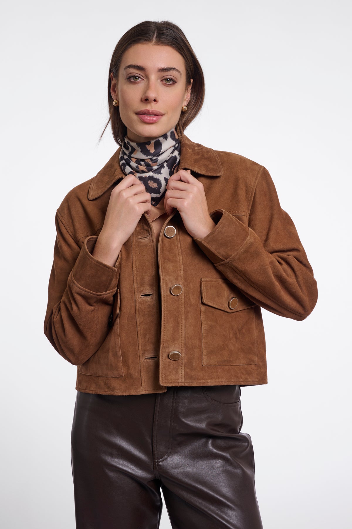 Foulard donna art. Odyle Rino & Pelle Cognac leopard