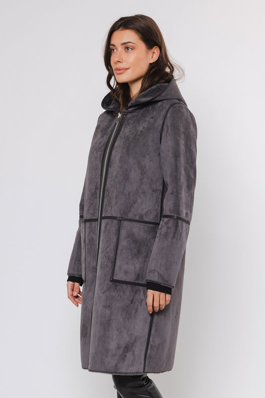 Cappotto piumino OVA REVERSIBLE HOODED COAT -Rino & Pelle- Autunno Inverno 2024/25 Graphite