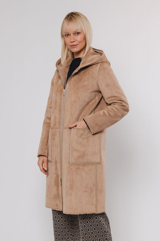 Cappotto piumino OVA REVERSIBLE HOODED COAT -Rino & Pelle- Autunno Inverno 2024/25 Sand