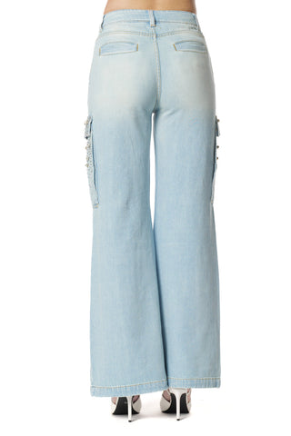 Jeans PATZY_20 V.Medio-Bassa con Tasconi più Patte con Pietre Lav.Bleach Denim art. RDP2507033029 Donna Relish Primavera Estate 2025