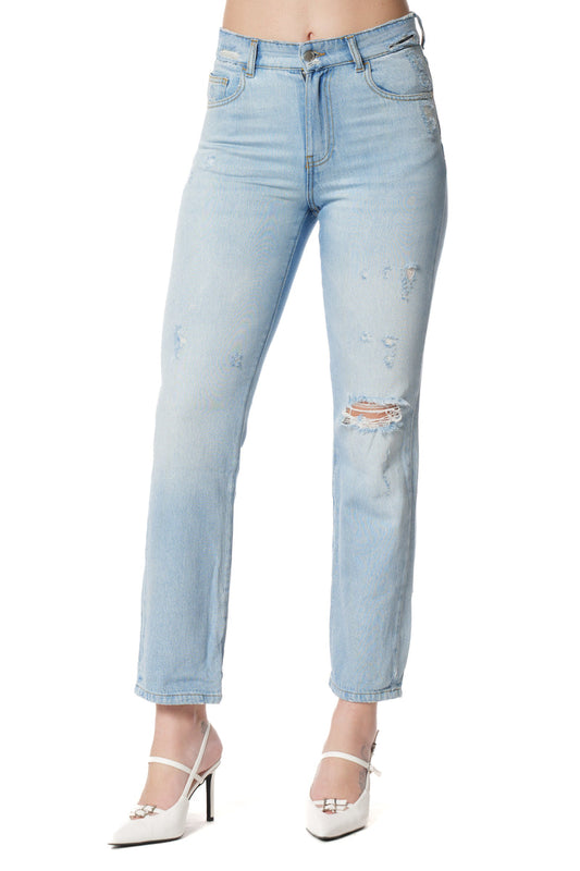 Jeans CINDY_26 Vita Media con Rotture 5 Ts Cigarette Fit Denim art. RDP2507033033 Donna Relish Primavera Estate 2025