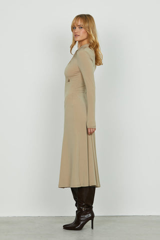 Abito PARVUS midi manica lunga con nodo più goccia seno art. RDA2509006033 Donna Relish Autunno Inverno 2025/2026