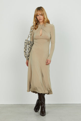 Abito PARVUS midi manica lunga con nodo più goccia seno art. RDA2509006033 Donna Relish Autunno Inverno 2025/2026