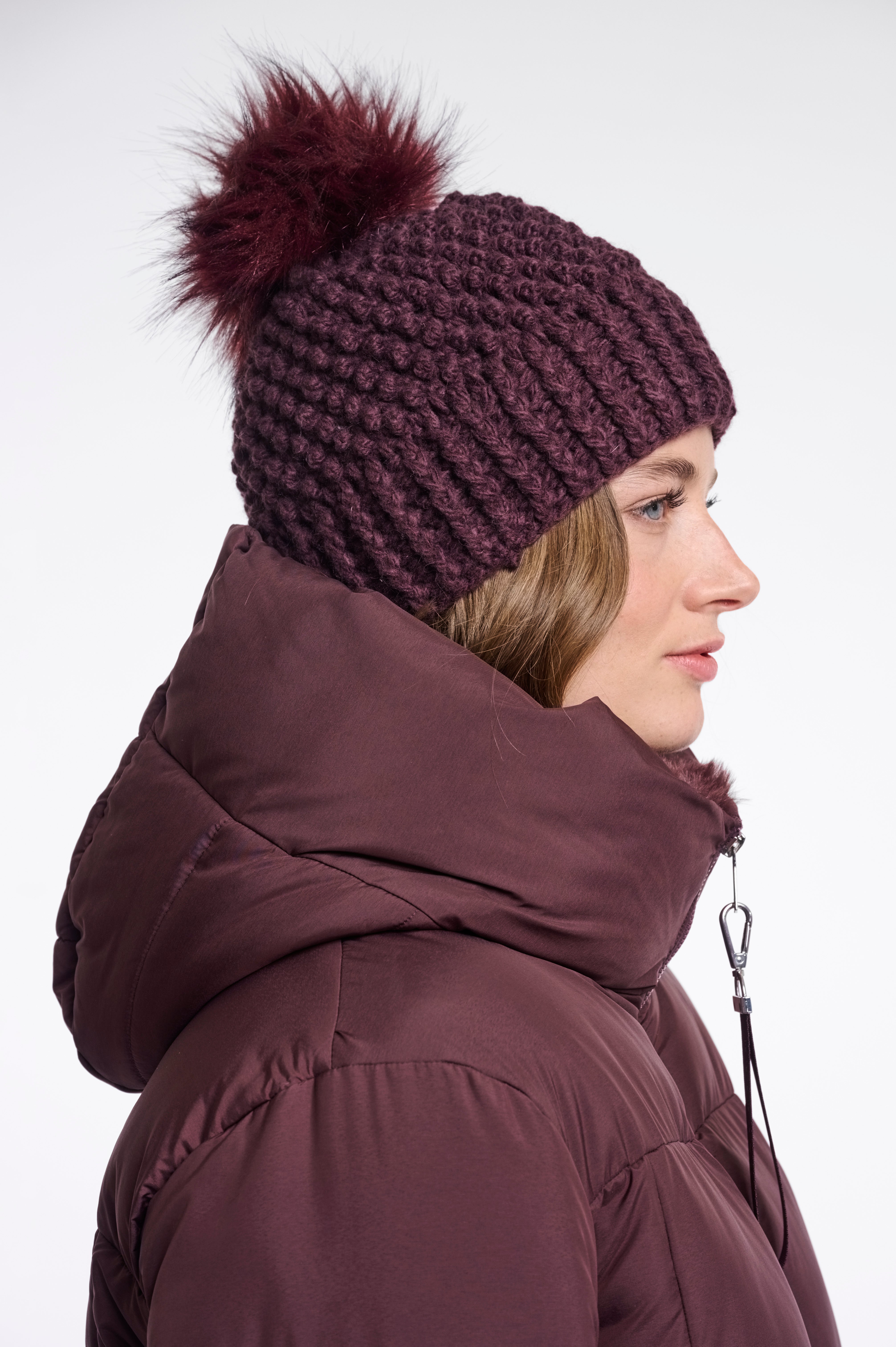 Pompon donna art. Pompon Rino & Pelle Fudge cloak